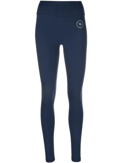 Sporty And Rich Logo-print Detail Leggings In Blue