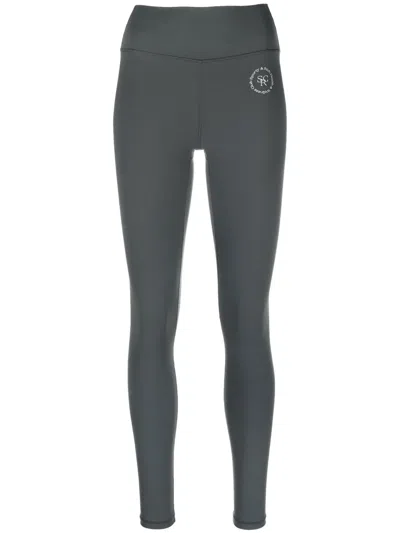 Sporty And Rich Logo-print Detail Leggings In Dark Grey/white