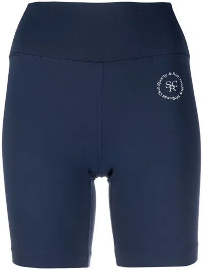Sporty And Rich Logo-print Detail Shorts In Navy