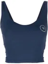 Sporty And Rich Cropped Printed Stretch-jersey Tank In Blue