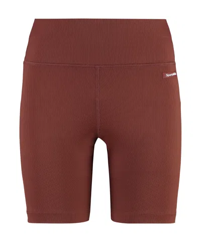 Sporty And Rich Logo-print Elasticated-waistband Biker Shorts In Red