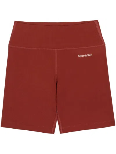 Sporty And Rich Logo-print Biker Shorts In Red