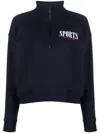 Sporty And Rich Logo-print Half-zip Sweatshirt In Blue