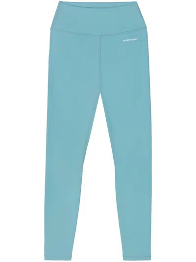 Sporty And Rich Logo-print High-waisted Leggings In Blue