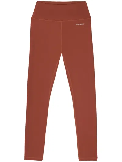 Sporty And Rich Logo-print High-waisted Leggings In Red