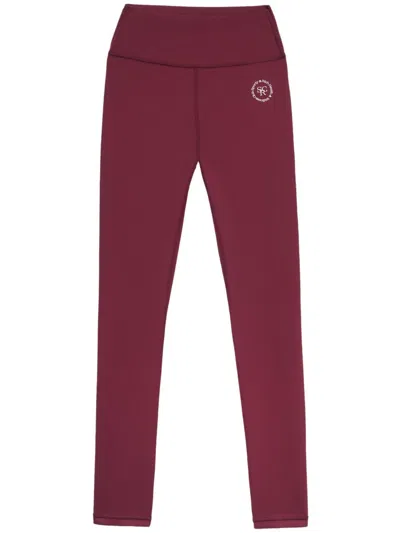 Sporty And Rich Logo-print High-waisted Leggings In Maroon