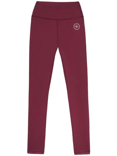 Sporty And Rich Logo-print High-waisted Leggings In Red