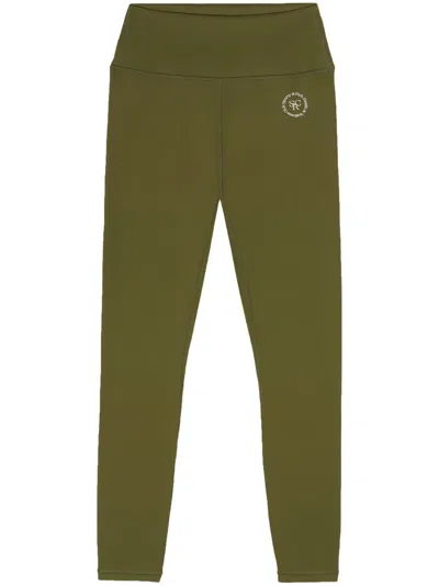 Sporty And Rich Logo-print Detail Leggings In Green