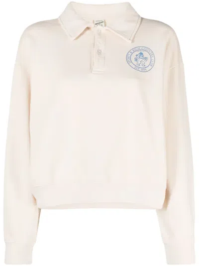 Sporty And Rich Slogan-print Cropped Sweatshirt In Neutrals