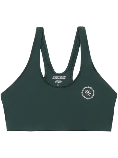 Sporty And Rich Logo-print Performance Top In Forest