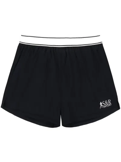 Sporty And Rich Logo Print Runner Shorts In Black