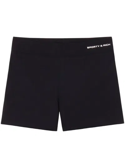 Sporty And Rich Logo-print Shorts In Black