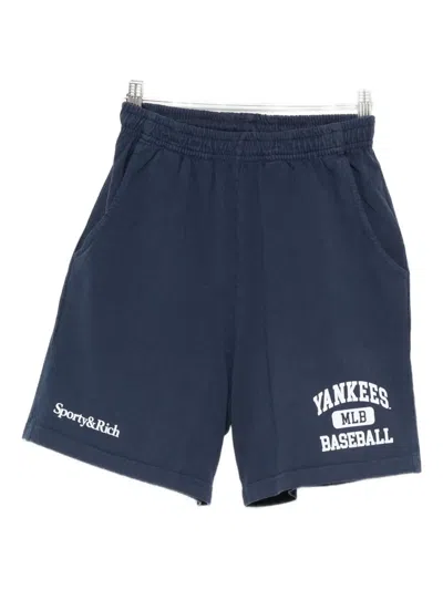 Sporty And Rich Logo-print Shorts In Blue