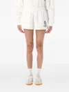 Sporty And Rich Crest Elastic Waistband Shorts Side Pockets In White