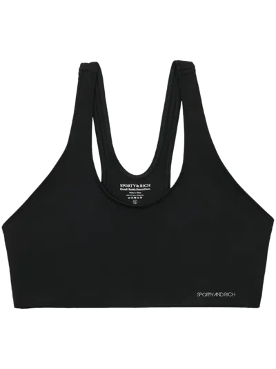 Sporty And Rich Logo-print Sports Bra In Black