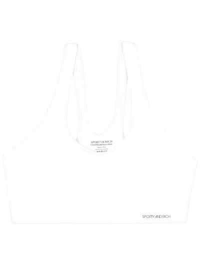 Sporty And Rich Logo-print Sports Bra In White