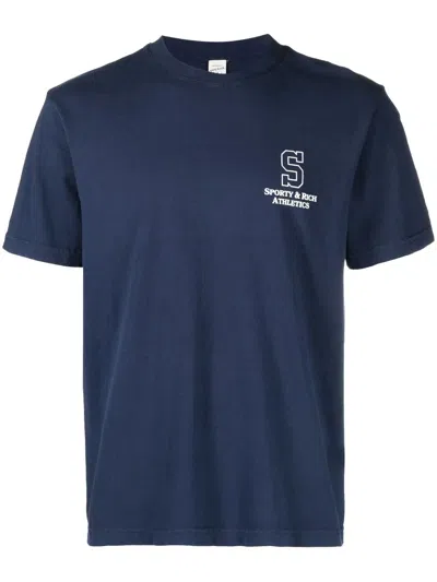Sporty And Rich T-shirt Mit Logo-print In Blue