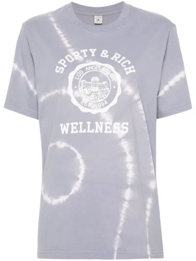 Sporty And Rich Logo-print Tie-dye T-shirt In Grey