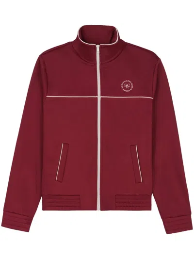 Sporty And Rich Logo-print Woven Track Jacket In Merlot White