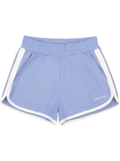 Sporty And Rich Logo-print Track Shorts In Blue
