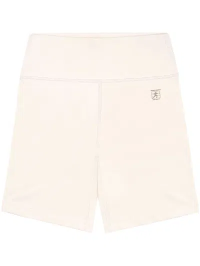 Sporty And Rich Logo-print Yoke-waist Track Shorts In Neutrals