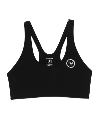 Sporty And Rich Logo-printed Short-sleeved Vest In Black