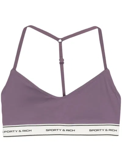 Sporty And Rich Logo-raised Sports Bralette In Purple