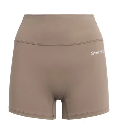 Sporty And Rich Sporty & Rich Logo Serif Biker Shorts In Beige