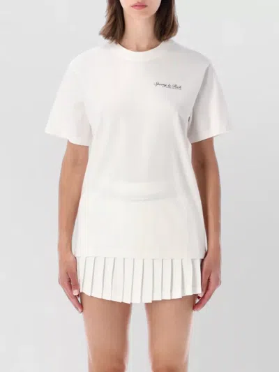 Sporty And Rich Logo Skirt Short Sleeves Crew Neck In White