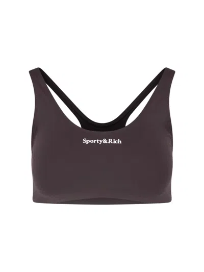 Sporty And Rich Logo Sports Bralette In Brown