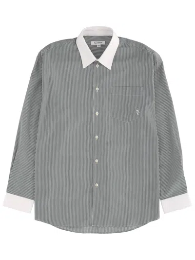 Sporty And Rich Logo Striped Shirt In Gray