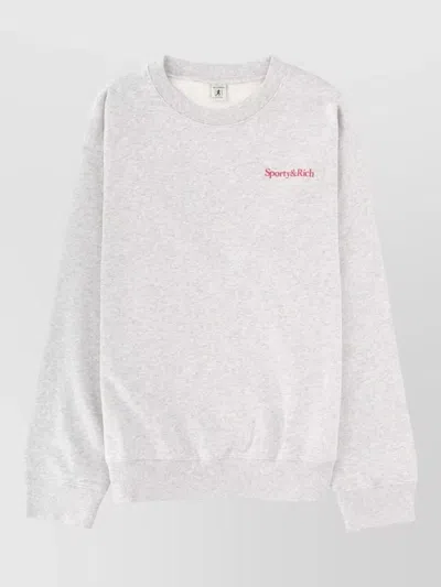 Sporty And Rich Logo Sweatshirt Crew Neck Graphic Print In Gray