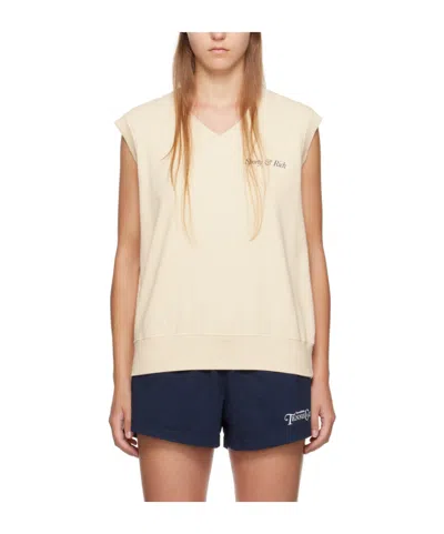 Sporty And Rich Off-white Printed Vest In Nude