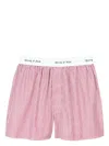 Sporty And Rich Logo-waistband Candy-striped Cotton Boxers In Red