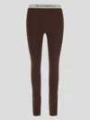 Sporty And Rich Serif Logo Knitted Leggings In Brown