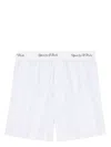 Sporty And Rich Logo-waistband Striped Cotton Shorts In White