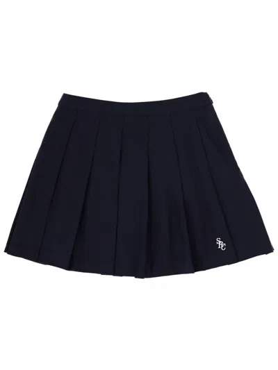 Sporty And Rich Sporty & Rich Logo Wool Miniskirt In Navy