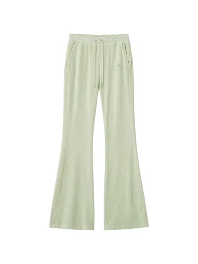 Sporty And Rich Logo-embellished Flared Trousers In Green
