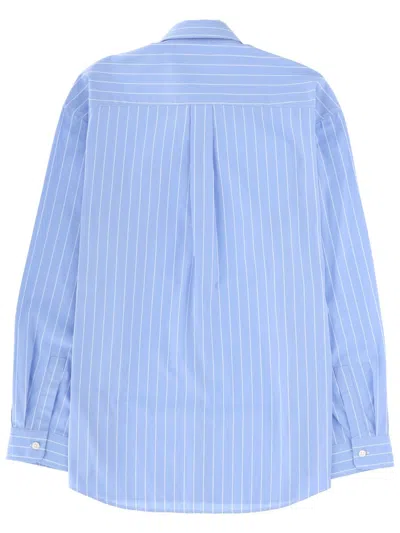 Sporty And Rich Sporty & Rich Logo-embroidered Cotton Shirt In Blue
