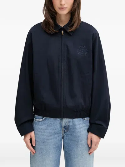 Sporty And Rich Logo-embroidered Elasticated-hem Jacket In Blue