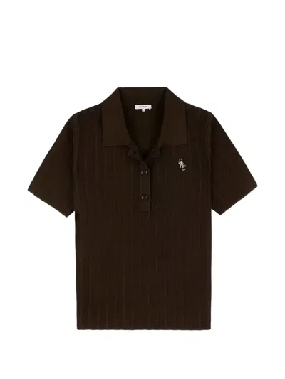 Sporty And Rich Logo-embroidered Polo Shirt In Brown