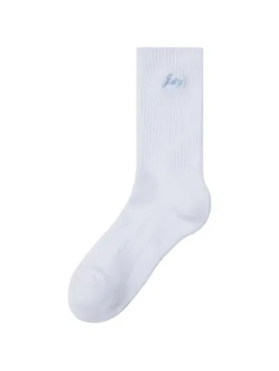 Sporty And Rich Logo-embroidered Ribbed Socks In White