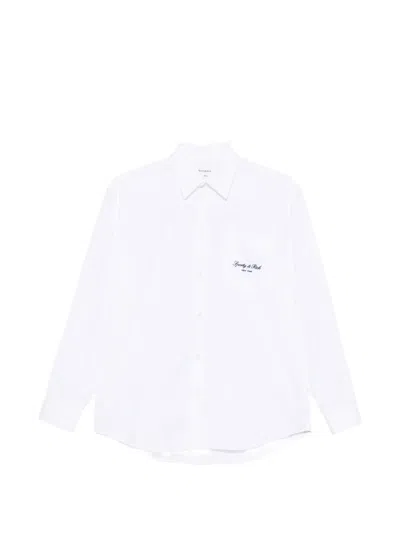 Sporty And Rich Oversized Embroidered Signature Shirt In White