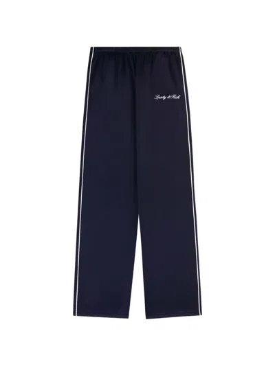 Sporty And Rich Logo-embroidered Side-stripe Track Pants In Blue
