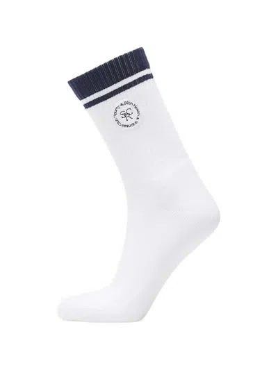 Sporty And Rich Logo-embroidered Socks In White