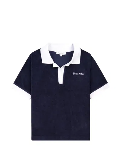 Sporty And Rich Logo-embroidered Terry Polo Shirt In Blue