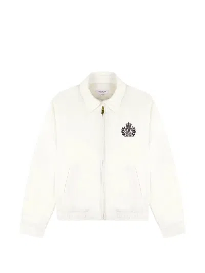 Sporty And Rich Logo-embroidered Zip-up Jacket In White