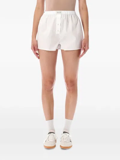 Sporty And Rich Popeline Signature Shorts Back And Side Pockets In White