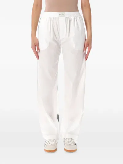 Sporty And Rich Lightweight White Popeline Pajama Pants With Elastic Waistband