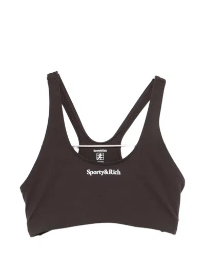 Sporty And Rich Logo-print Bra In Brown